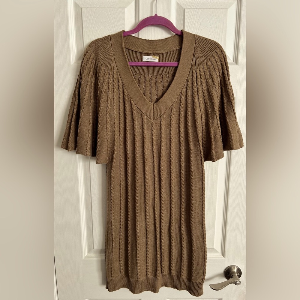 Calvin Klein Camel/brown sweater dress/tunic. Size Medium.